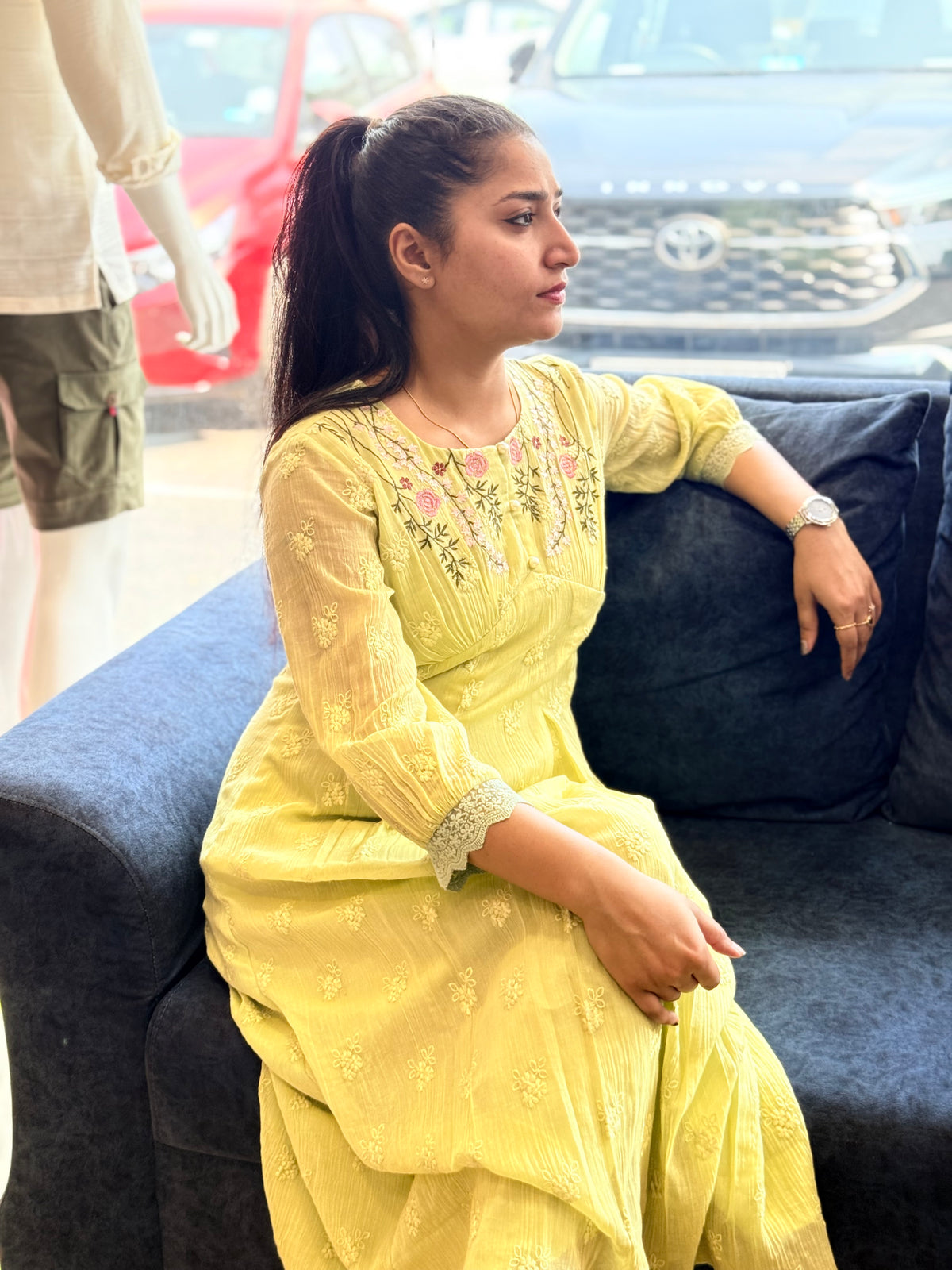 Neon Green Tunic Dress by Yarah By Nita