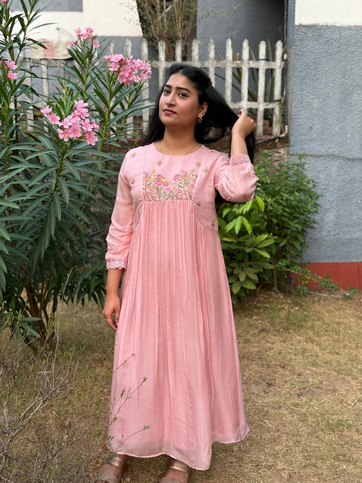 Pink Oleander Silk Dress π