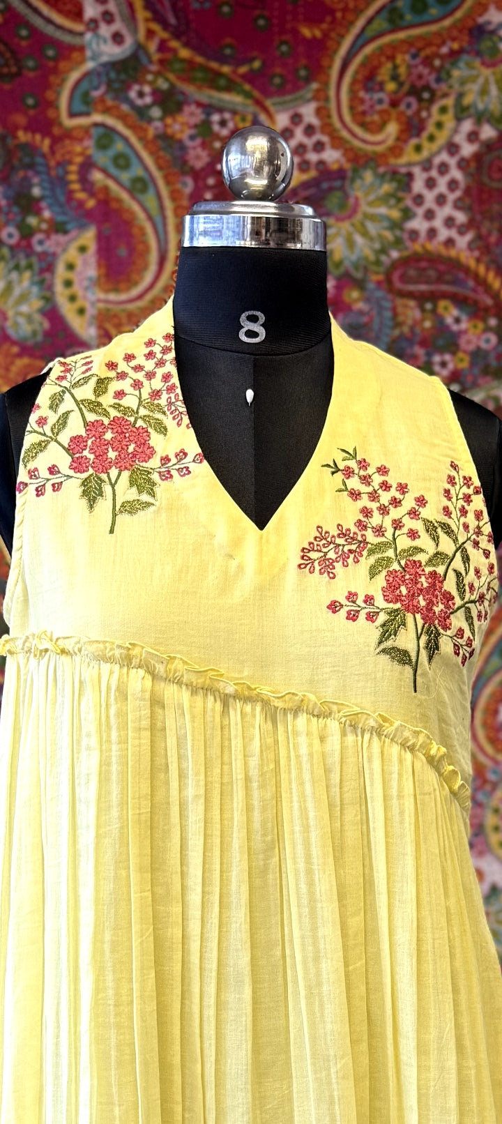 Golden Meadow sunshine yellow sleeveless dress, view 2