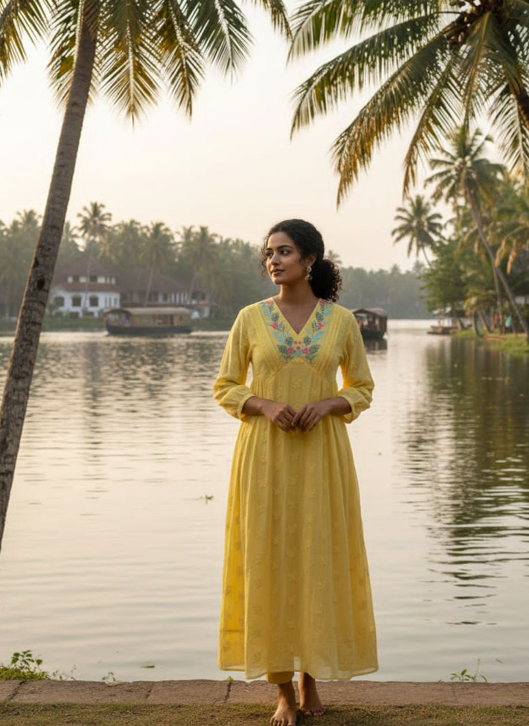 Serene Yellow Tunic Dress by Yarah By Nita